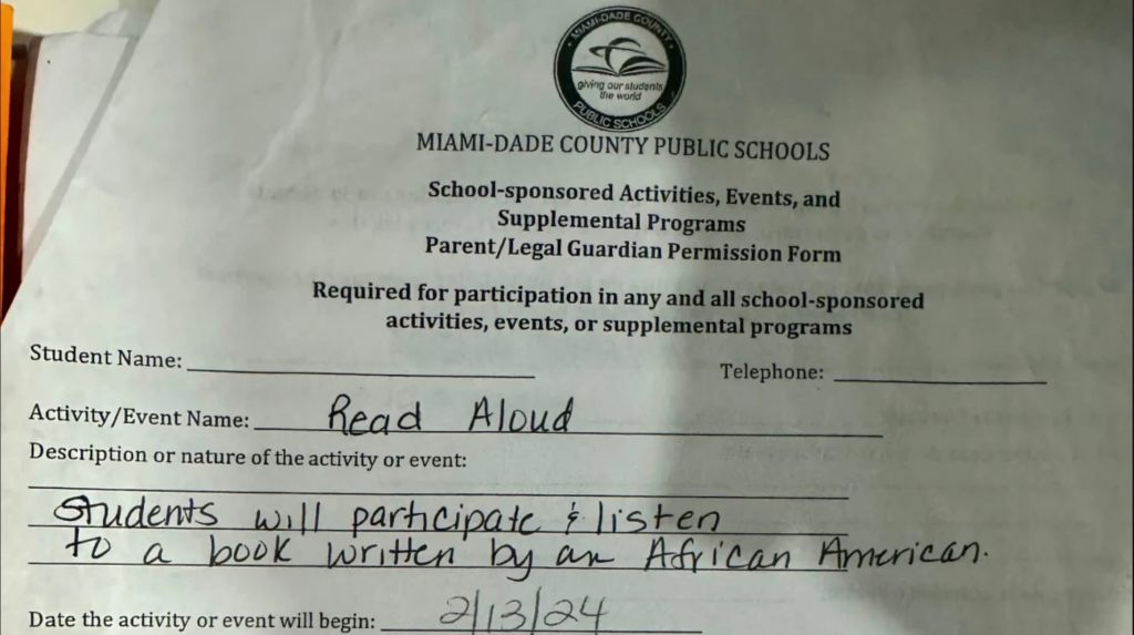 Controversial permission slip is sent home by Miami&nbsp;school
